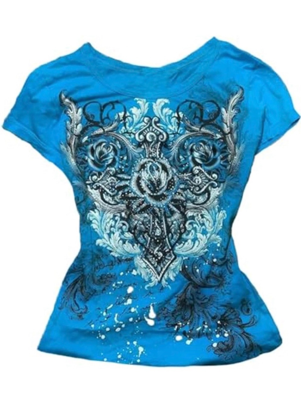 Blue Grunge Vintage Graphic Y2K Women's Tee
